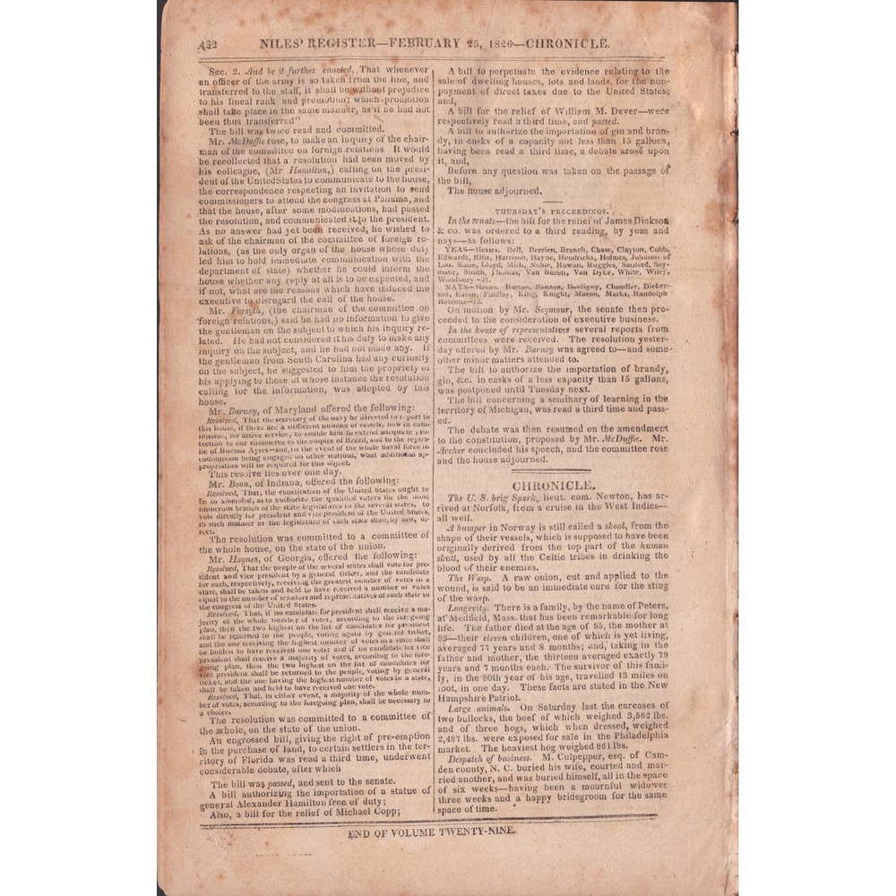 Feb 25 1826 Niles' Weekly Register Baltimore Maryland Antique Newspaper Issue - Picture 2 of 2
